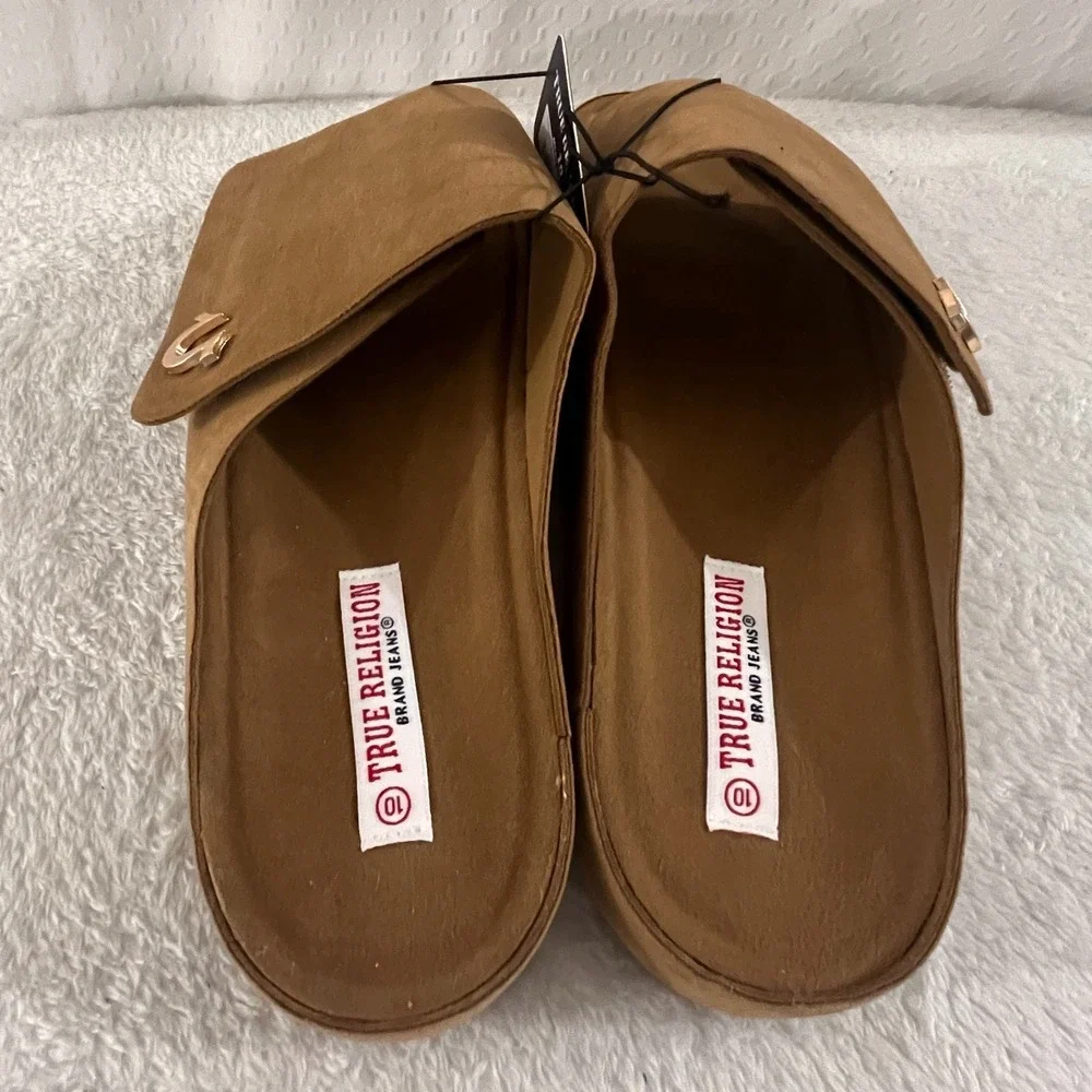 True Religion TR-BILLY-BC Taupe Suede Slide Sandals Men's Size 10 Comfort
